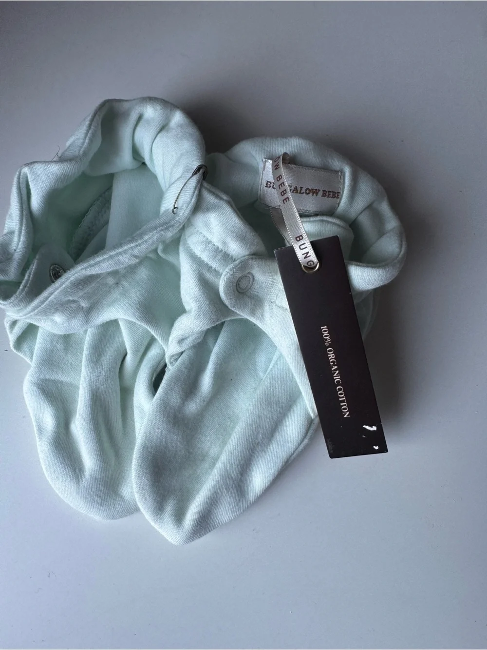 BUNGALOW BEBE Organic Cotton Baby Booties Mint Green - one size - NWT
